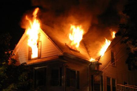 House fire at night House fire at night
