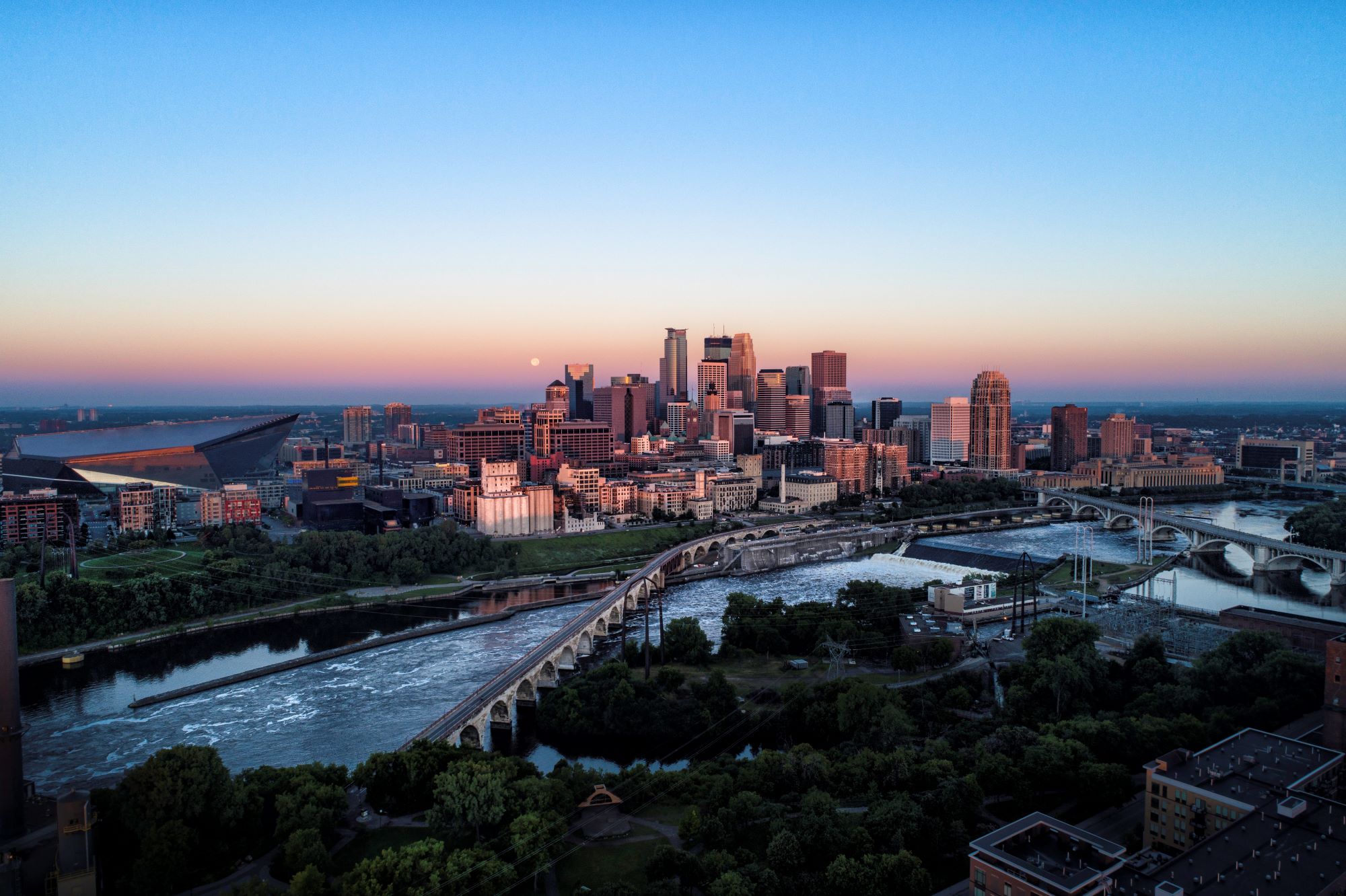 Aerial view of Minneapolis skyline